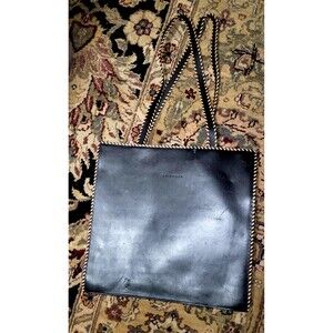 LEVENGER Black Leather Portfollio Business documents Tote Files Slim Top handles